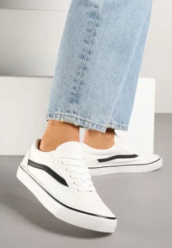 Biało-Czarne Tenisówki z Boczną Naszywką Simeris