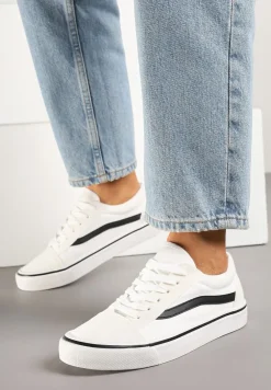 Biało-Czarne Tenisówki z Boczną Naszywką Simeris