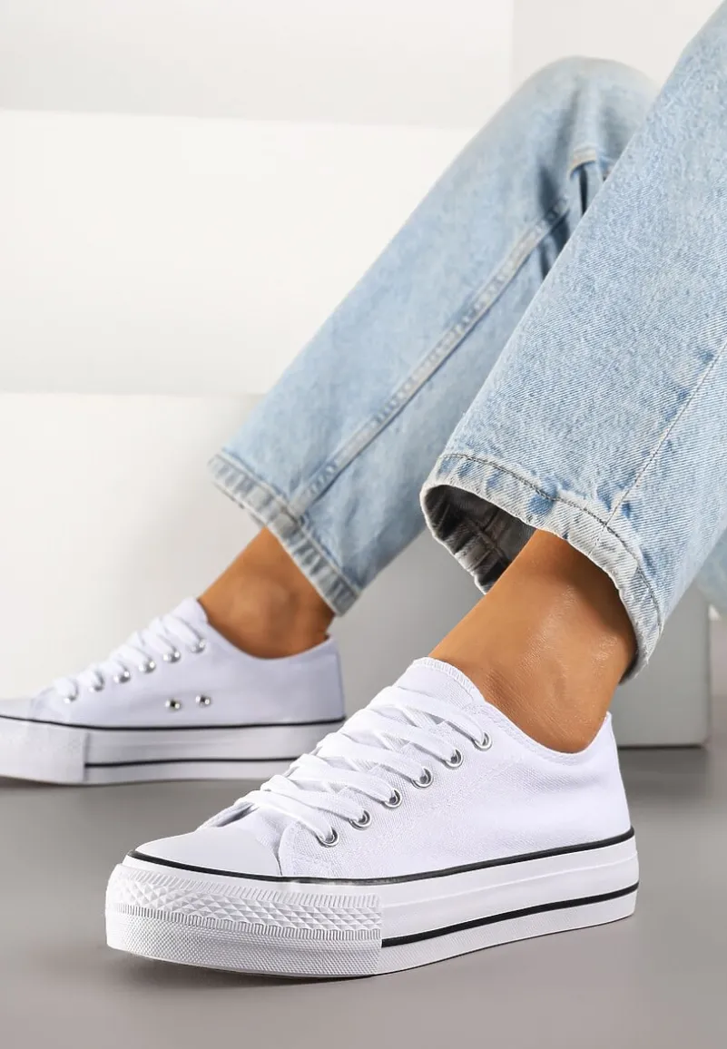 Biało-Czarne Trampki Vices na Platformie z Niską Cholewką Tiloria