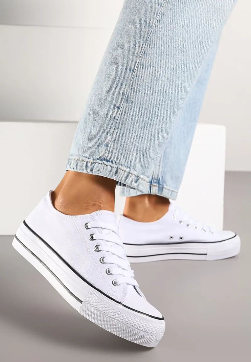 Biało-Czarne Trampki Vices na Platformie z Niską Cholewką Tiloria