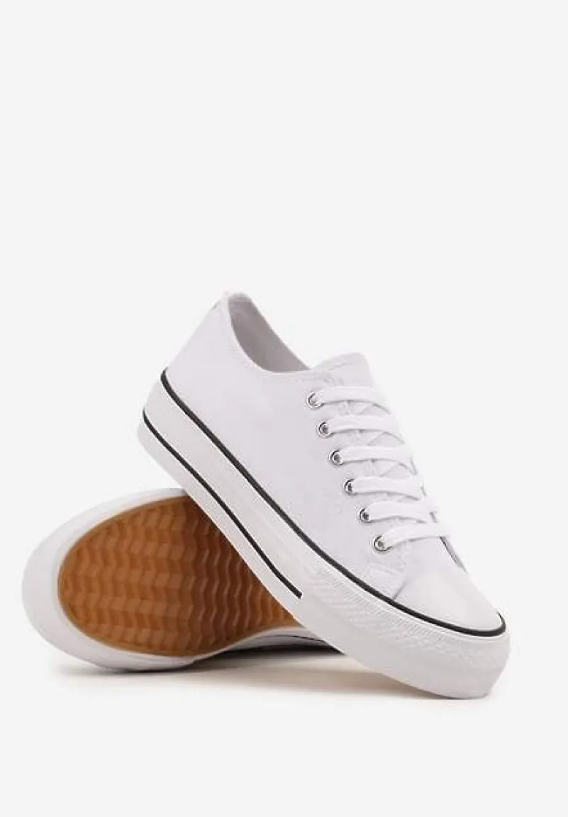 Biało-Czarne Trampki Vices na Platformie z Niską Cholewką Tiloria