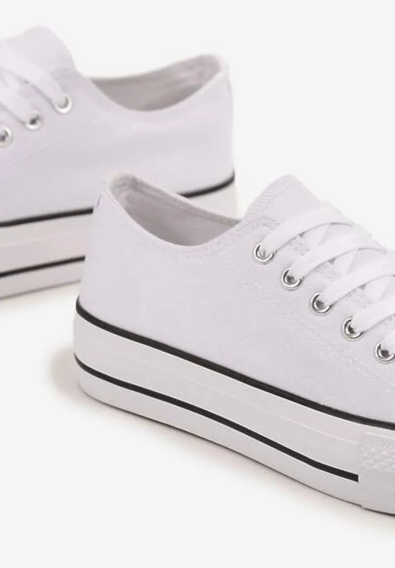 Biało-Czarne Trampki Vices na Platformie z Niską Cholewką Tiloria