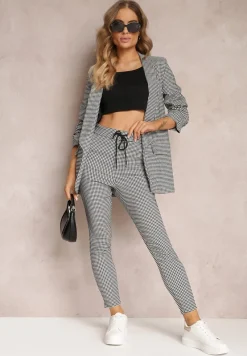 Biało-Czarny 2-częściowy Komplet Garniturowy w Kratkę Geze
