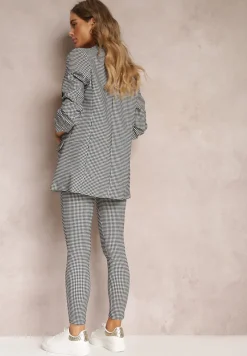 Biało-Czarny 2-częściowy Komplet Garniturowy w Kratkę Geze