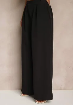 Biało-Czarny Komplet Garniturowy Szerokie Spodnie i Kamizelka Ziorene