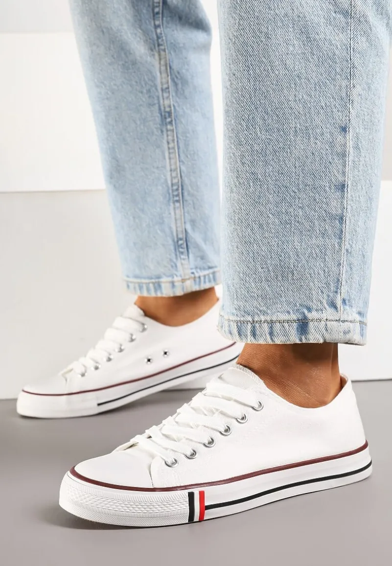 Biało-Czerwone Basicowe Trampki pod Kostkę Lilamea