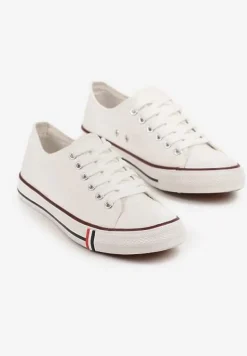 Biało-Czerwone Basicowe Trampki pod Kostkę Lilamea