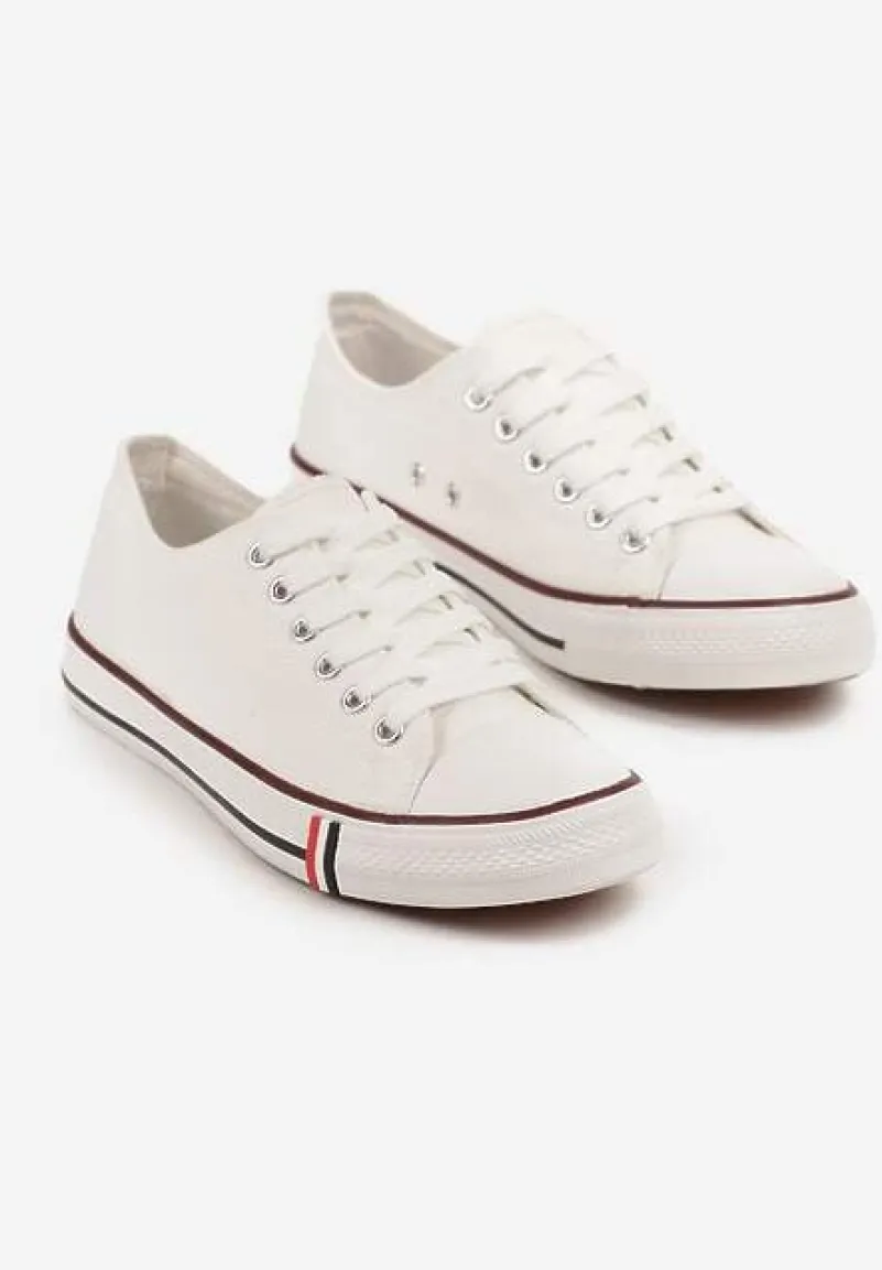 Biało-Czerwone Basicowe Trampki pod Kostkę Lilamea