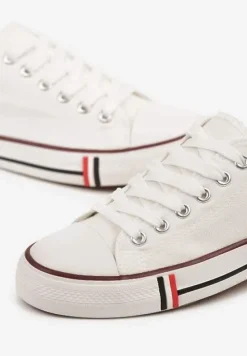 Biało-Czerwone Basicowe Trampki pod Kostkę Lilamea