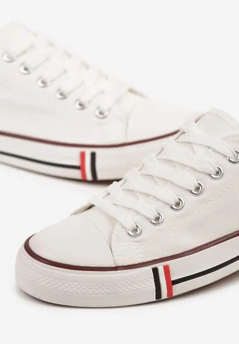 Biało-Czerwone Basicowe Trampki pod Kostkę Lilamea