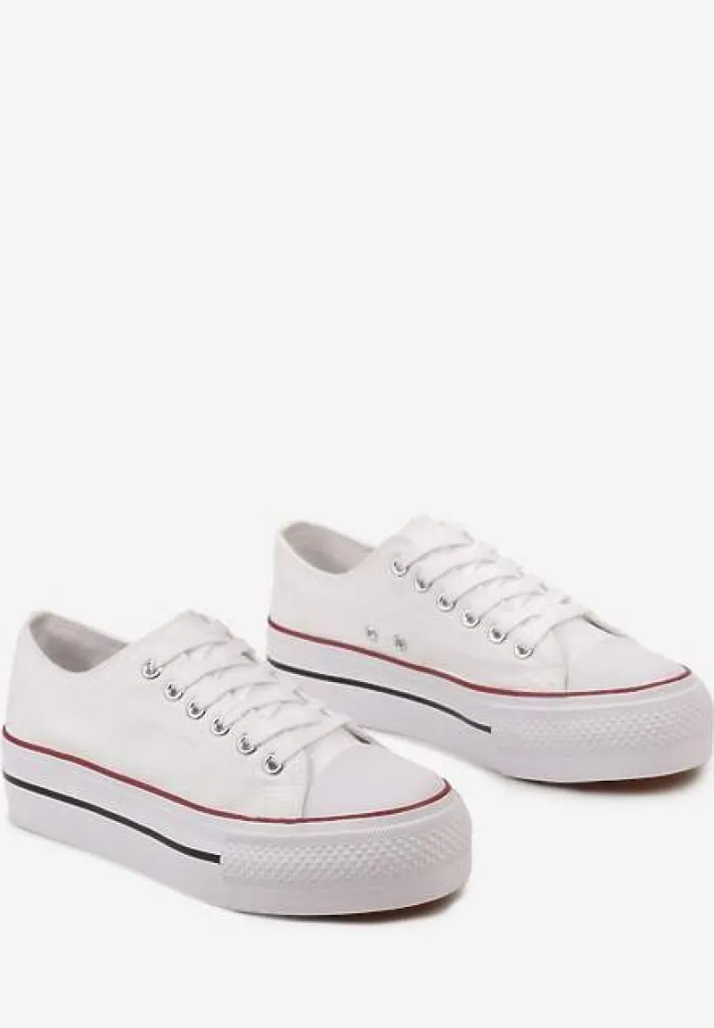 Biało-Czerwone Klasyczne Trampki przed Kostkę na Grubej Podeszwie Lindeheta