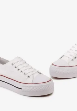 Biało-Czerwone Klasyczne Trampki przed Kostkę na Grubej Podeszwie Lindeheta