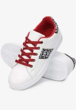 Biało-Czerwone Sneakersy Sznurowane z Wstawkami Danthe