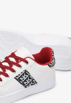 Biało-Czerwone Sneakersy Sznurowane z Wstawkami Danthe
