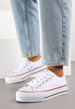 Biało-Czerwone Trampki Vices na Platformie z Niską Cholewką Tiloria