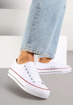 Biało-Czerwone Trampki Vices na Platformie z Niską Cholewką Tiloria