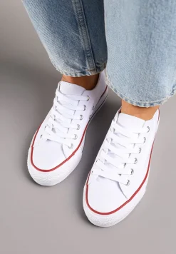 Biało-Czerwone Trampki Vices na Platformie z Niską Cholewką Tiloria