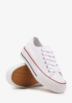 Biało-Czerwone Trampki Vices na Platformie z Niską Cholewką Tiloria