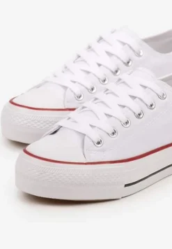 Biało-Czerwone Trampki Vices na Platformie z Niską Cholewką Tiloria