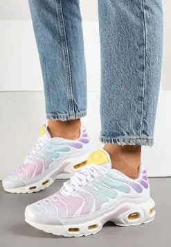 Biało-Fioletowe Buty Sportowe Sneakersy z Geometrycznym Tłoczeniem Vulinea
