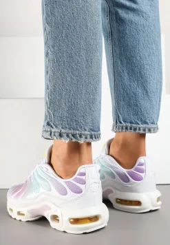 Biało-Fioletowe Buty Sportowe Sneakersy z Geometrycznym Tłoczeniem Vulinea