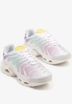 Biało-Fioletowe Buty Sportowe Sneakersy z Geometrycznym Tłoczeniem Vulinea