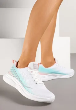 Biało-Miętowe Buty Sportowe Sneakersy Zdobione Efektem Ombre Banelissa
