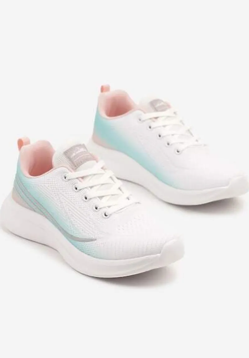 Biało-Miętowe Buty Sportowe Sneakersy Zdobione Efektem Ombre Banelissa