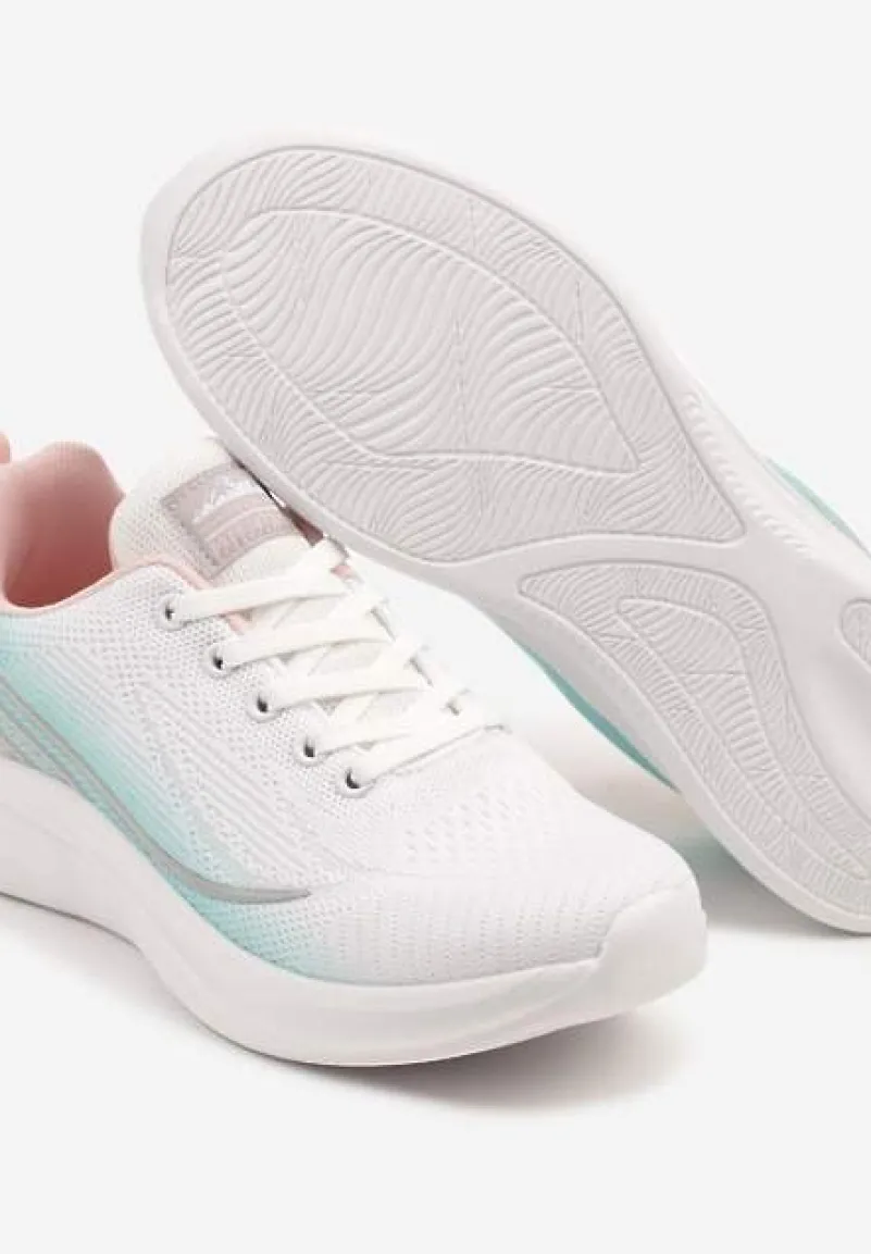 Biało-Miętowe Buty Sportowe Sneakersy Zdobione Efektem Ombre Banelissa