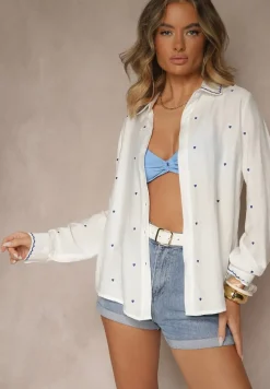 Biało-Niebieska Koszula z Wiskozy w Serca Koliselle