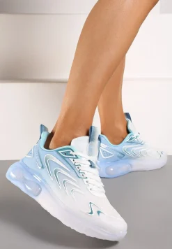 Biało-Niebieskie Buty Sportowe Sneakersy na Płaskiej Podeszwie ze Sznurowaniem Risannie