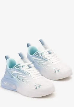 Biało-Niebieskie Buty Sportowe Sneakersy na Płaskiej Podeszwie ze Sznurowaniem Risannie