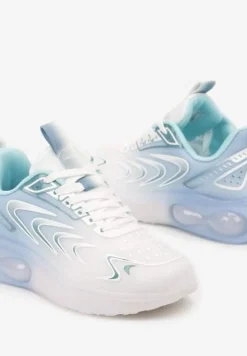 Biało-Niebieskie Buty Sportowe Sneakersy na Płaskiej Podeszwie ze Sznurowaniem Risannie