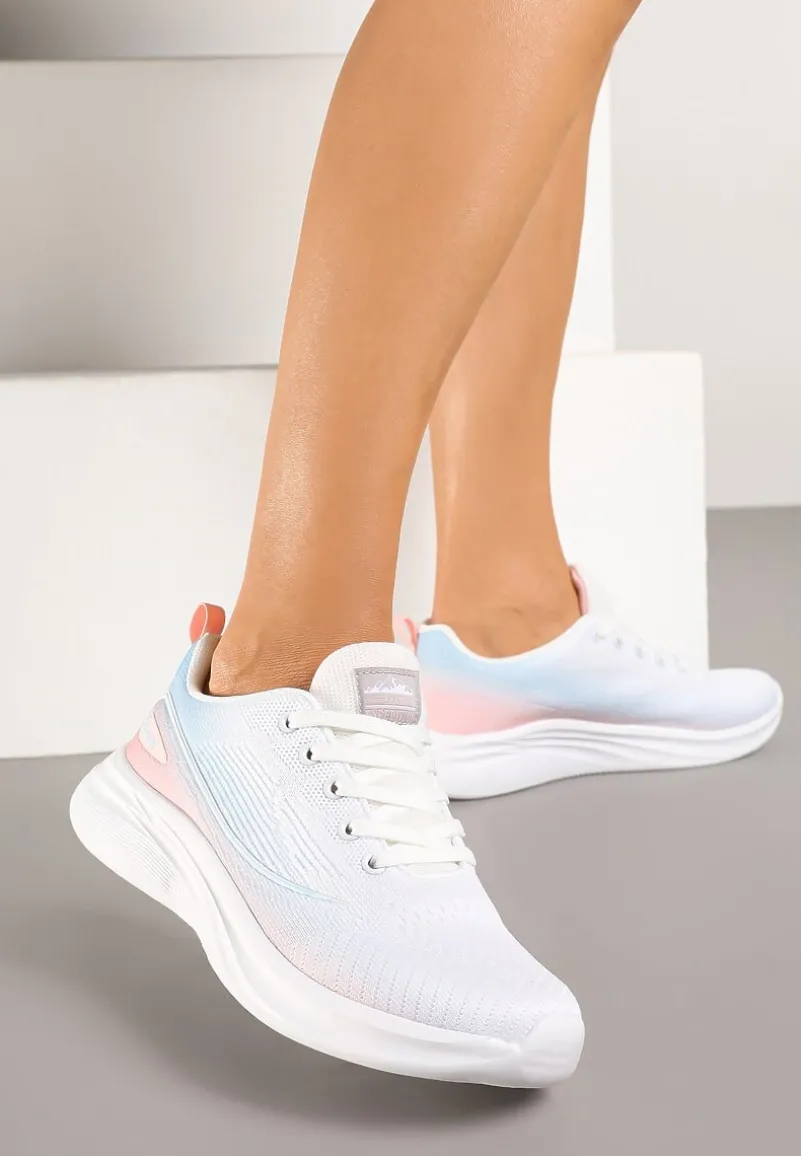 Biało-Niebieskie Buty Sportowe Sneakersy Siateczkowe na Podeszwie z Pianki Rellica