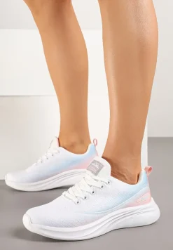 Biało-Niebieskie Buty Sportowe Sneakersy Siateczkowe na Podeszwie z Pianki Rellica