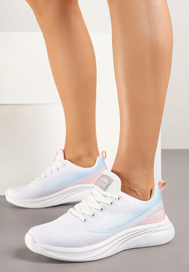 Biało-Niebieskie Buty Sportowe Sneakersy Siateczkowe na Podeszwie z Pianki Rellica