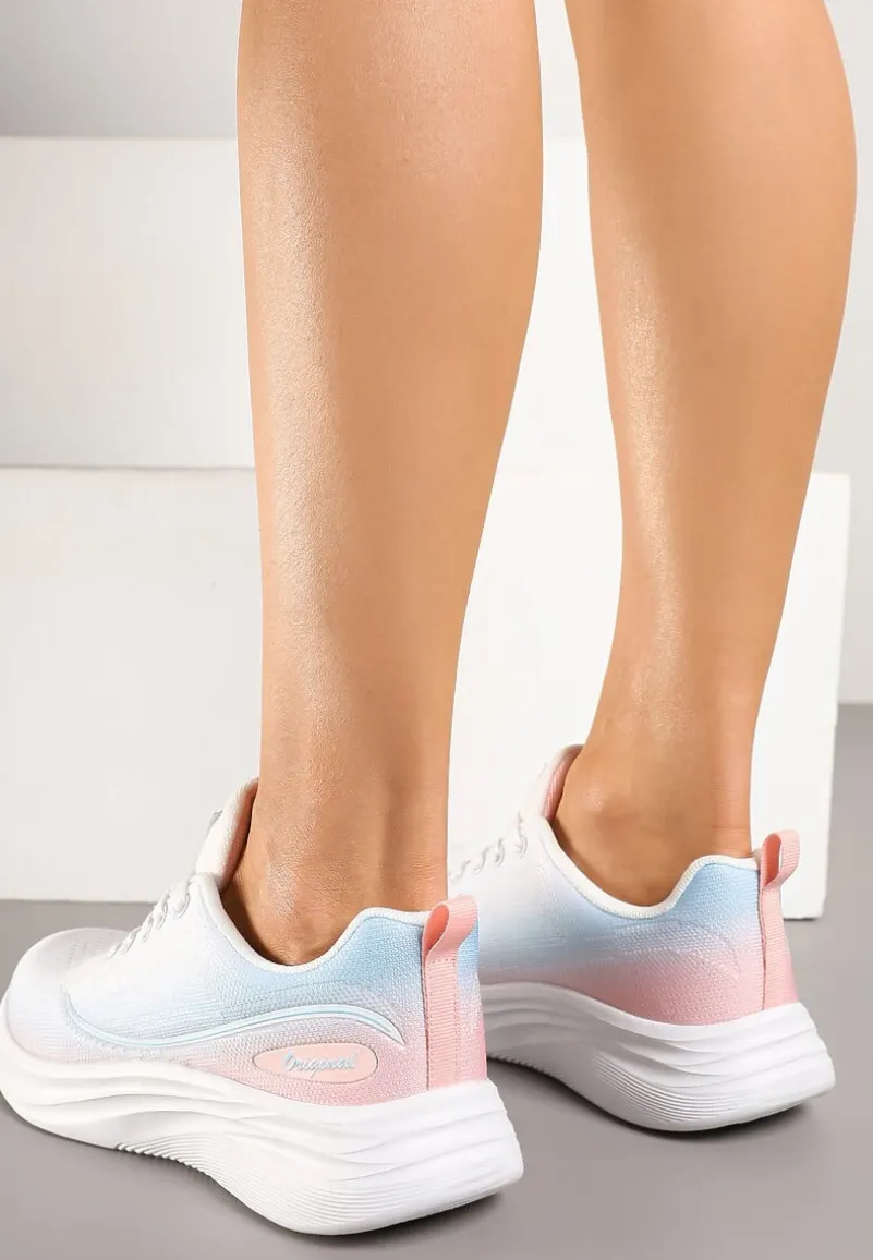 Biało-Niebieskie Buty Sportowe Sneakersy Siateczkowe na Podeszwie z Pianki Rellica