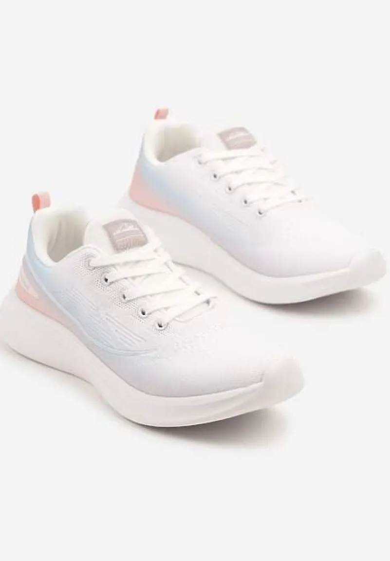 Biało-Niebieskie Buty Sportowe Sneakersy Siateczkowe na Podeszwie z Pianki Rellica