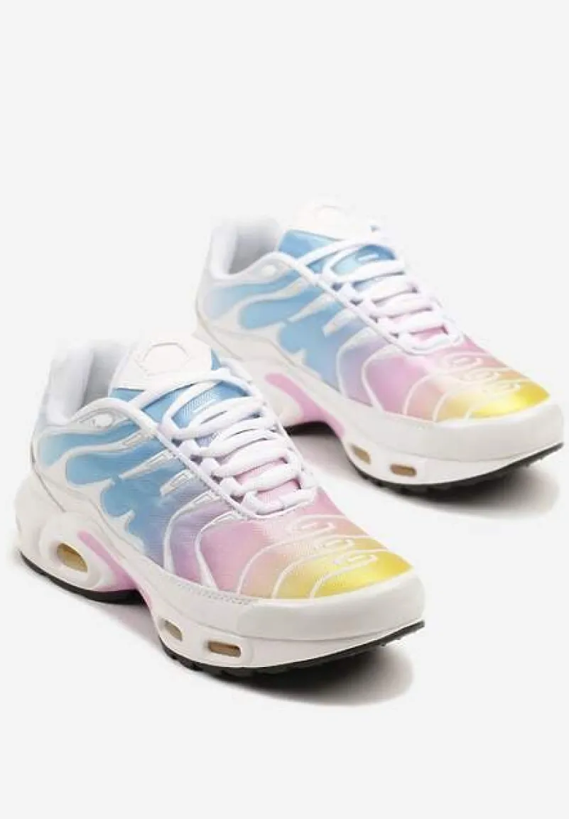 Biało-Niebieskie Buty Sportowe Sneakersy z Geometrycznym Tłoczeniem Vulinea