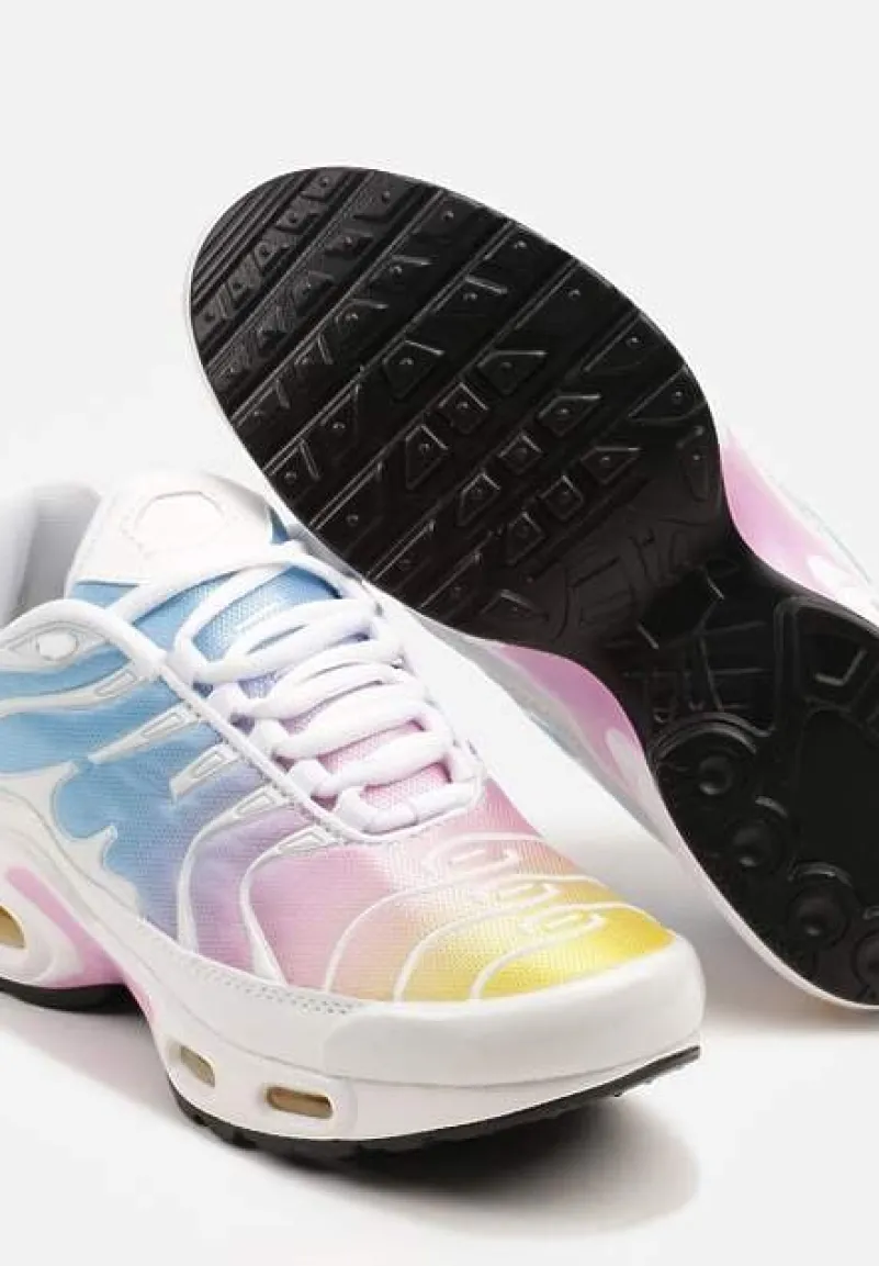 Biało-Niebieskie Buty Sportowe Sneakersy z Geometrycznym Tłoczeniem Vulinea