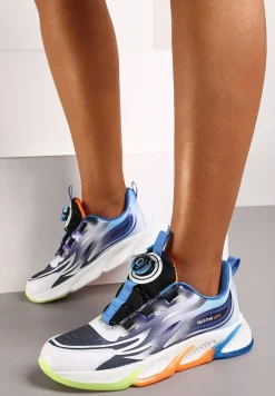 Biało-Niebieskie Buty Sportowe Sneakersy na Płaskiej Podeszwie z Regulowanym Pokrętłem Vimaritta