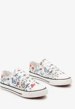 Biało-Niebieskie Sznurowane Trampki z Grubą Podeszwą i Cholewką Przed Kostkę Ahirte