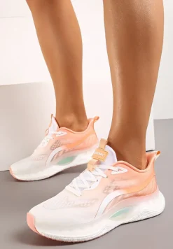 Biało-Pomarańczowe Buty Sportowe Sneakersy ze Sznurowaniami na Podeszwie Typu Air Przed Kostkę Jotesa