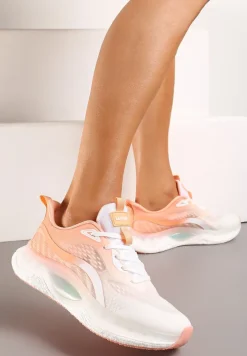 Biało-Pomarańczowe Buty Sportowe Sneakersy ze Sznurowaniami na Podeszwie Typu Air Przed Kostkę Jotesa