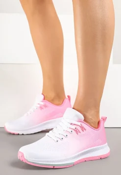 Biało-Różowe Buty Sportowe Sneakersy z Motywem Ombre Maccaria