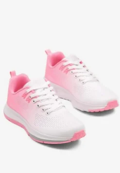 Biało-Różowe Buty Sportowe Sneakersy z Motywem Ombre Maccaria