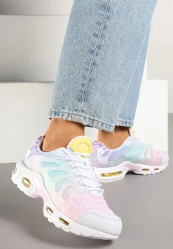 Biało-Różowe Buty Sportowe Sneakersy z Tłoczoną Cholewką Calzivis