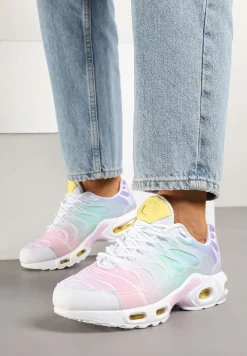Biało-Różowe Buty Sportowe Sneakersy z Tłoczoną Cholewką Calzivis