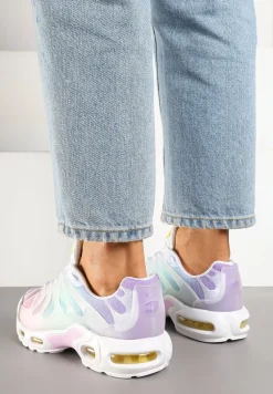 Biało-Różowe Buty Sportowe Sneakersy z Tłoczoną Cholewką Calzivis