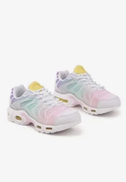 Biało-Różowe Buty Sportowe Sneakersy z Tłoczoną Cholewką Calzivis